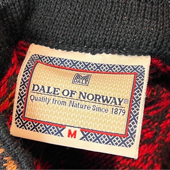 Dale of Norway Red Black Nordic Wool Knit Cardigan Sweater Sz M - Picture 5 of 6